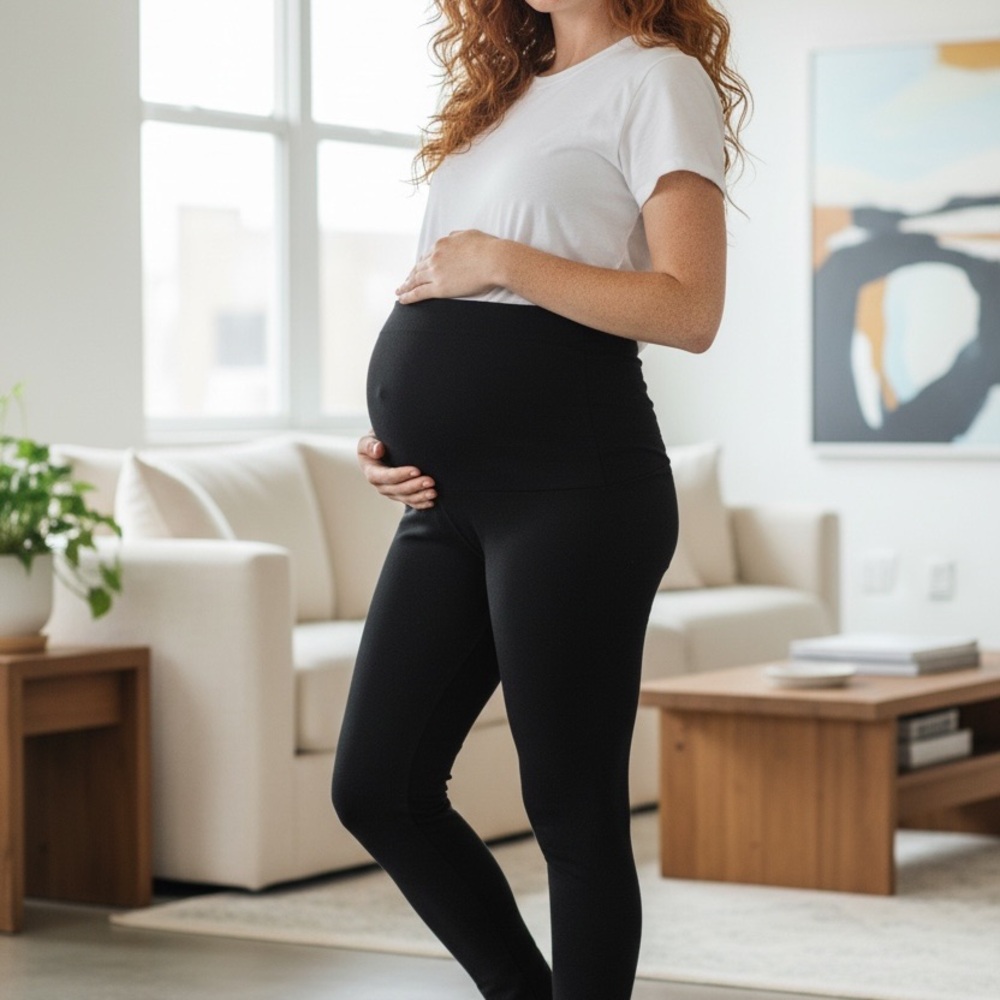 Seraphine Black Maternity Leggings with Supportive Waistband